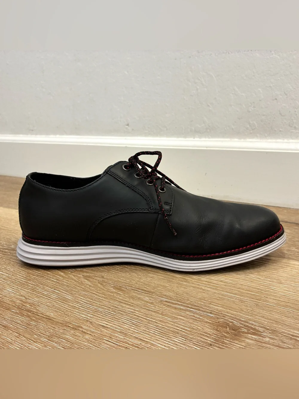 Cole Haan Original Grand Plain Toe Derby Shoes Black Matte Leather Men’s 8 W